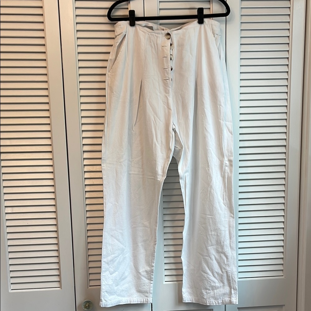 White Button-Up linen Pants